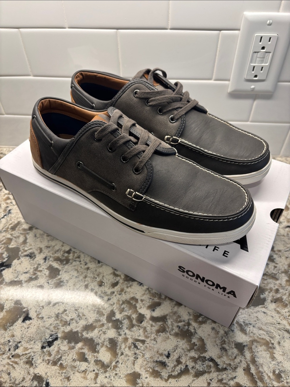 Sonoma Men’s Gray and Brown Boat Shoes